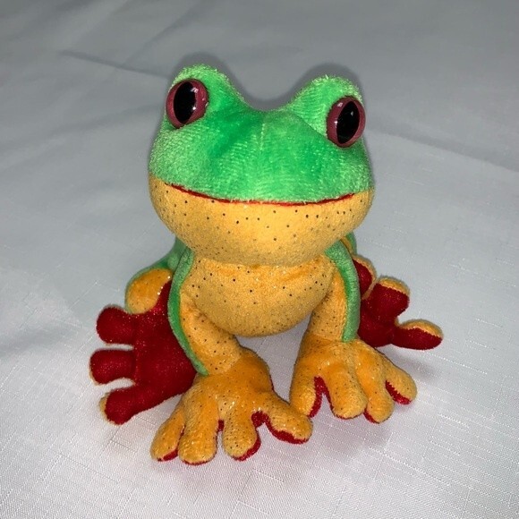Ganz Webkinz Tree Frog Stuffed Animal Plush Green Yellow 6" Lil KINZ Authentic - Picture 1 of 10